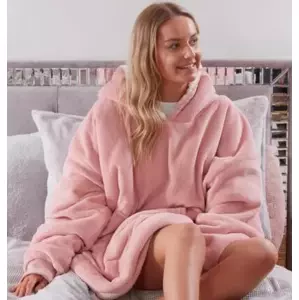VERK Deka s rukávmi a kapucňou Huggle Hoodie - růžová