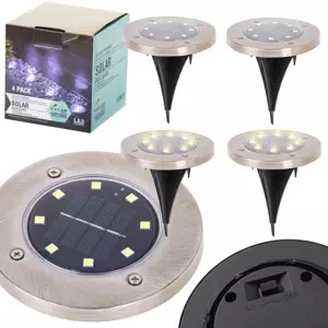 KIK Solárne záhradné LED svetlá - 8 LED - 4 ks - teplá biela