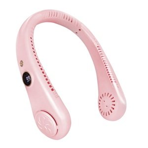 XINGHUA Prenosný dobíjací ventilátor s 5 rýchlosťami a LED displejom - růžový