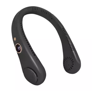 XINGHUA Prenosný dobíjací ventilátor s 5 rýchlosťami a LED displejom - černý