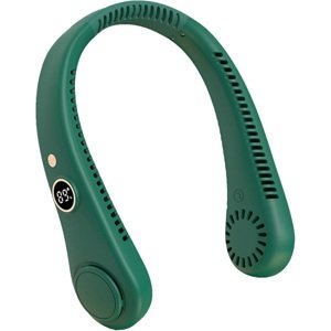 XINGHUA Prenosný dobíjací ventilátor s 5 rýchlosťami a LED displejom - zelený