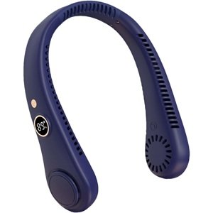 XINGHUA Prenosný dobíjací ventilátor s 5 rýchlosťami a LED displejom - modrý