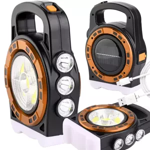 VERK Prenosné dobíjacie solárne LED svietidlo HB-6678C s funkciou powerbanky - zlatá