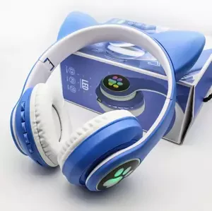 Aptel Bezdrôtové LED slúchadlá Cat Ears STN-28 - modré