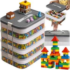 KRUZZEL Box so stavebnicou s 3 úrovňami - organizér na hračky - Kruzzel