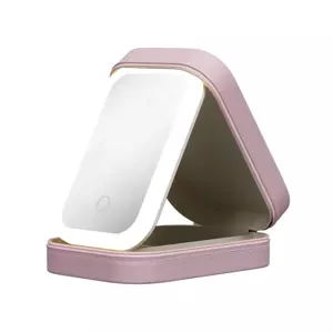 Cestovný organizér na kozmetiku so vstavaným LED zrkadlom a USB nabíjaním VERK - Ružová