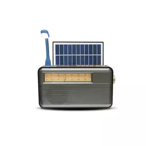 Solárne retro rádio s USB, TF slotom, LED lampičkou - CMiK MK-193BT - Strieborná