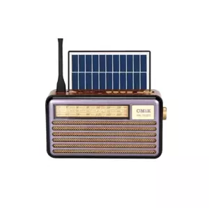 Solárne retro rádio s USB, TF slotom, LED lampičkou - CMiK MK-193BT - Olivová
