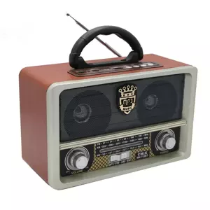 Retro prenosné rádio s Bluetooth, USB, TF (microSD) a FM tunerom - CMiK MK-112BT - Světle hnědé