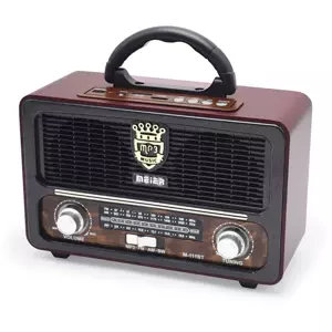 Retro prenosné rádio s Bluetooth, USB, TF (microSD) a FM tunerom - CMiK MK-112BT - Tmavě hnědé