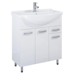 Maximus Skrinka pod umývadlo Eve, 3 dvierka 1 zásuvka, lesklá biela, 70 cm