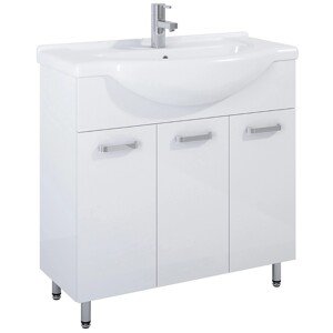 Maximus Skrinka pod umývadlo Eve, 3 dvierka, lesklá biela, 80 cm