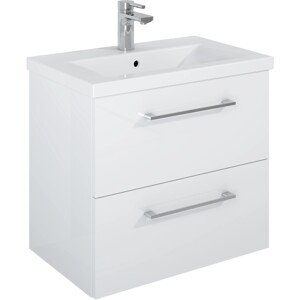 Maximus Skrinka pod umývadlo Cheese, 2 zásuvky, biela + strieb. úchytky, 60 cm