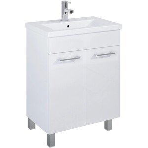 Maximus Skrinka pod umývadlo Cheese, 2 dv, + nohy, biela + strieb. úch., 60 cm