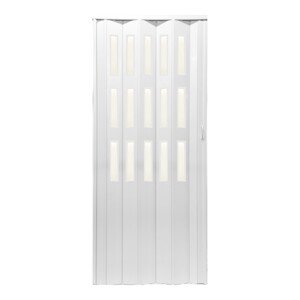 Hopa Plastové zhrňovacie dvere Dora presklené biele 74 x 200 cm