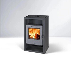 THORMA Krbové kachle HÖRBY, 7kW, čierna/sivé dvierka, 55,8 x 37,5 x 90,3 cm