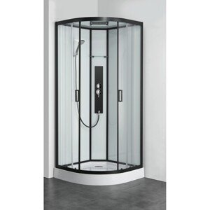 Sanotechnik Kompletný sprchovací kút Sky 1, štvrťkruh, čierna, 90 x 90 x 225 cm