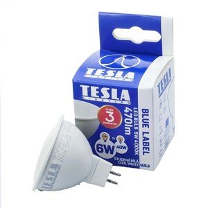 Tesla LED žiarovka MR16, GU5.3, 6 W, 470 lm, 4000 K