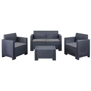 Zostava záhradného nábytku New Star, polyratan, antracitová/sivá, 4-dielna