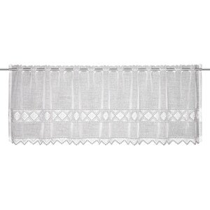 Záclona čiary pásy kosoštvorce biela 45 cm x 135 cm