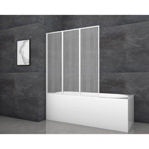 Aurlane Skladacia zástena na vaňu White Cloud 120 cm x 130 cm biela 3krídla