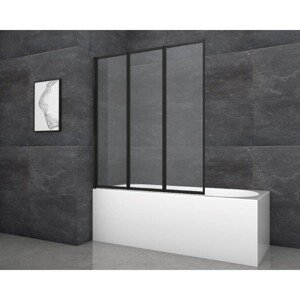 Aurlane Skladacia vaňová zástena Black Star 125 cm x 143 cm čierna matná 3-krídl