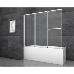 Aurlane Skladacia vaňová zástena Silver Comfort 166,4 cm x 140 cm chróm 3-krídlo