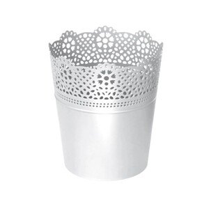 Prosperplast Kvetináč s čipkou LACE biely, pr. 16 cm