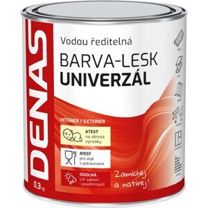 Denas Vrchná farba na drevo, kov a betón Univerzál-lesk, 0100 biela, 300 g