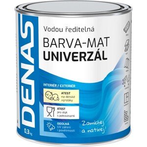 Denas Vrchná farba na drevo, kov a betón Univerzál-mat, 0100 biela, 300 g
