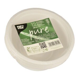 PAPSTAR Misky z cukrovej trstiny PURE biele 500 ml, pr. 15,5 x 5,4 cm, 12 ks