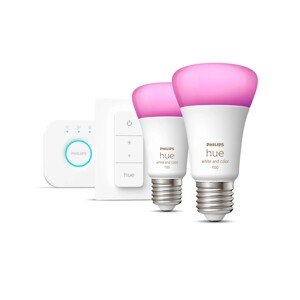 Philips Hue Štartovacia sada: 2x žiarovka E27 WCA + Hue Bridge + Dimmer Switch