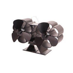 HS Flamingo Ventilátor na kachle 2hlavý, 3lopatkový, čierny, 105 x 255 x 140 mm