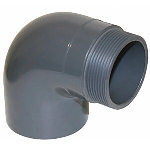 Summer Fun PVC koleno 90°, 1,5" vonkajší závit, mufna s priemerom 50 mm, sivá