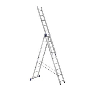 Alumet Trojdielny hliníkový rebrík H3 5309, 3 x 9 priečok, max. 150 kg