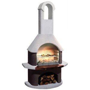 Buschbeck Záhradný grilovací krb St. Moritz, biela/hnedá, 110 x 65 x 203 cm