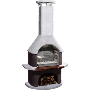 Buschbeck Záhradný grilovací krb San Remo, biela/hnedá, 110 x 65 x 206 cm