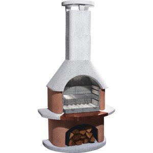 Buschbeck Záhradný grilovací krb San Remo, biela/terakota, 110 x 65 x 206 cm