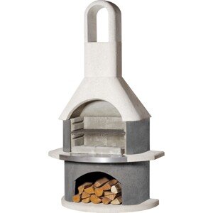 Buschbeck Záhradný grilovací krb Stockholm, biela/antracit, 110 x 65 x 203 cm