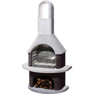 Buschbeck Záhradný grilovací krb Milano, biela/hnedá, 110 x 65 x 203 cm