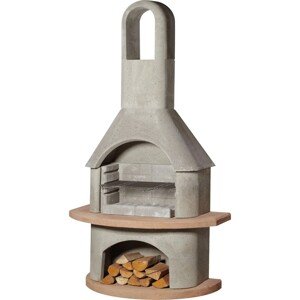 Buschbeck Záhradný grilovací krb Carmen, sivá/terakota, 110 x 65 x 203 cm