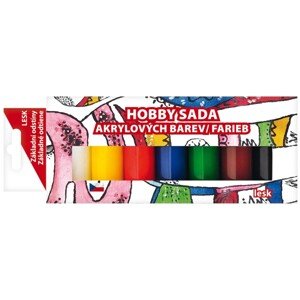 Anděl Přerov Hobby súprava akrylových lesklých farieb 7 x 15 g, 2 x šablóna