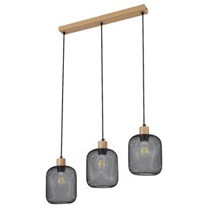 Rabalux Závesné svietidlo Grendel, buk/matná čierna, 15 x 120 x 65 cm
