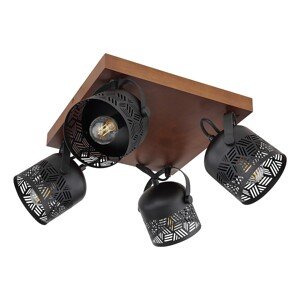 Rabalux Stropné 4bodové svietidlo Rotem, orech/matná čierna, 20 x 40 x 40 cm