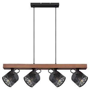 Rabalux Závesné 4bodové svietidlo Rotem, orech/matná čierna, 11 x 75 x 120 cm