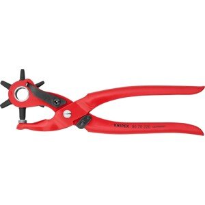 Knipex Revolverové dierovacie kliešte, červený práškový nástrek, 220 mm
