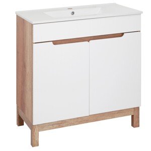 A-Interiéry Skrinka Dorian 80-2D s keramickým umývadlom, 85,3 x 81,5 x 47 cm