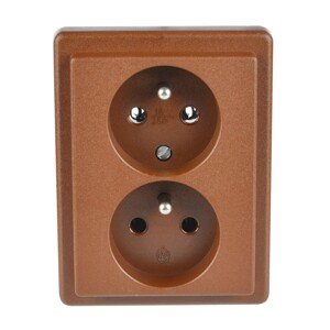 SEZ Dvojitá zásuvka Standard, pootočená, 16 A - 250 V, škoricová