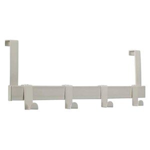 Háčiková lišta na dvere kovová, 13,9 x 40,4 x 5,1 cm matná poniklovaná