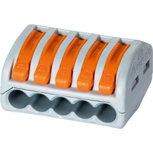 WAGO Páčková spojovacia svorka 222, 5 vodičov, max. 4 mm2, 10 ks